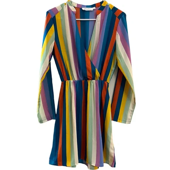 flowy colourful dress Shirred Waist Hanky Hem Dress